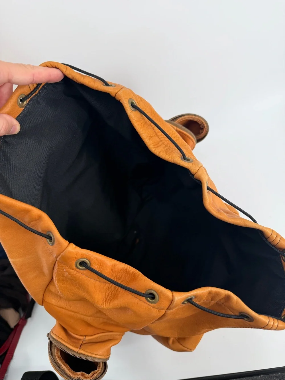 Vintage Hard Rock Hotel Las Vegas Leather Backpack Brown Tan Save The Planet 90s